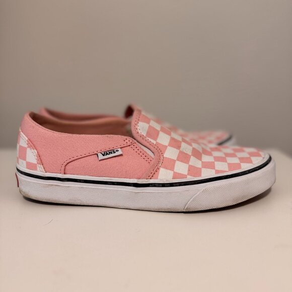 Pink Vans Classic Slip-On Checkerboard Shoe - Women Size 7 - Picture 1 of 5
